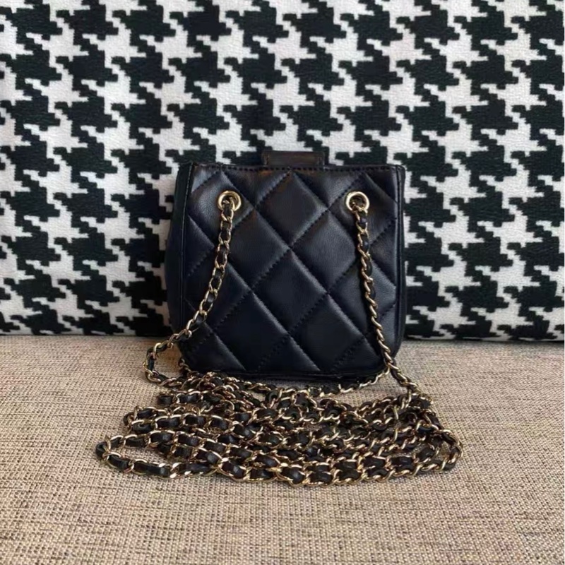 ✨全網最平 Chanel 22C黑金 羊皮 mini鏈條單肩斜挎包 31開 95新-1