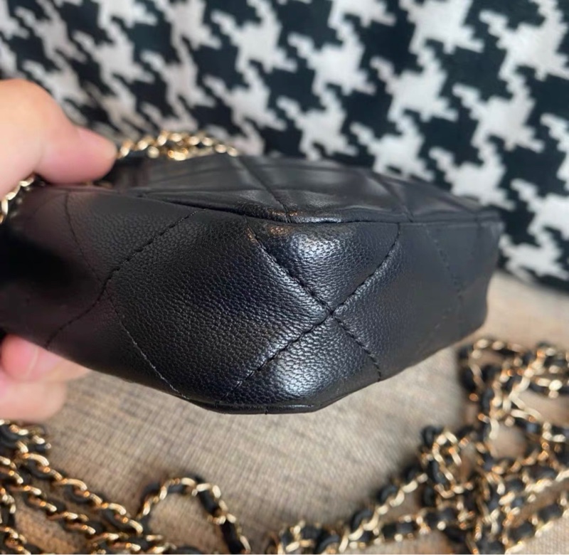 ✨全網最平 Chanel 22C黑金 羊皮 mini鏈條單肩斜挎包 31開 95新-3