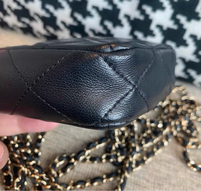✨全網最平 Chanel 22C黑金 羊皮 mini鏈條單肩斜挎包 31開 95新-4