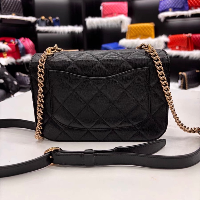 ✨全網最平 Chanel CF黑金鉚釘邊 荔枝牛皮 24開 92新-1