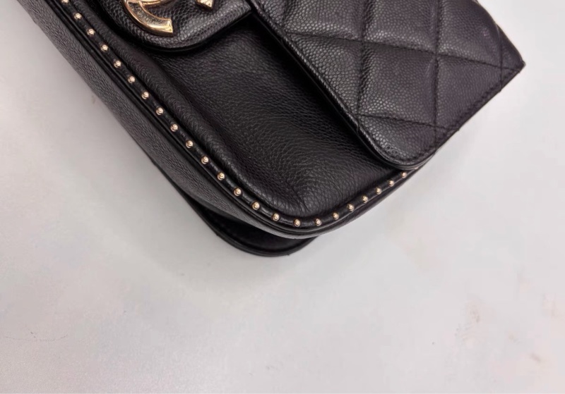 ✨全網最平 Chanel CF黑金鉚釘邊 荔枝牛皮 24開 92新-5