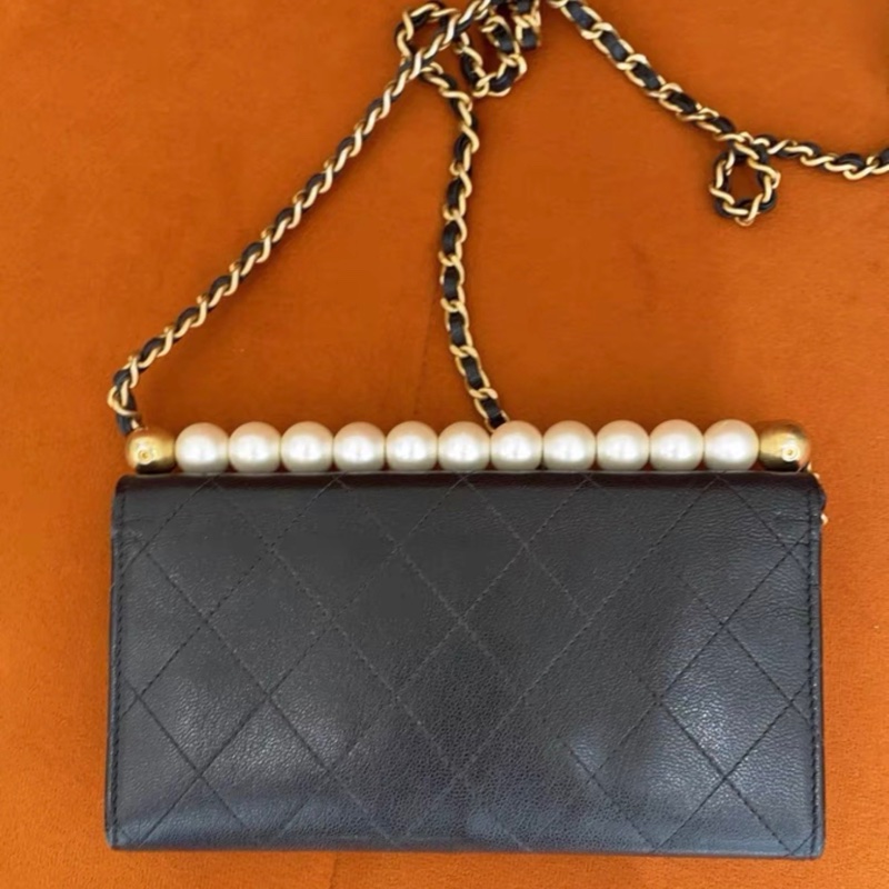✨全網最平 Chanel 珍珠woc發財包鏈條包 黑金 9成新 29開-4