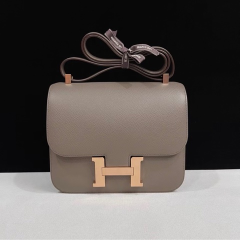 HERMES愛馬仕constance 24 錫器灰 玫瑰金扣 D刻 E皮 98新