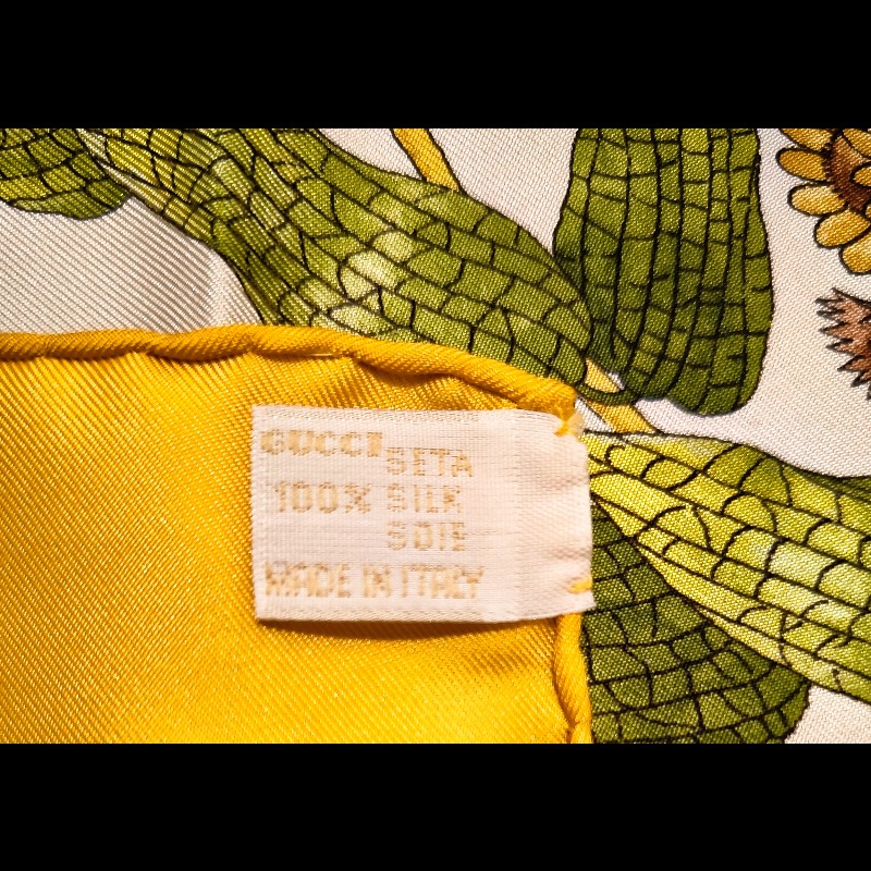 Gucci 植物花卉印花真絲絲巾-4