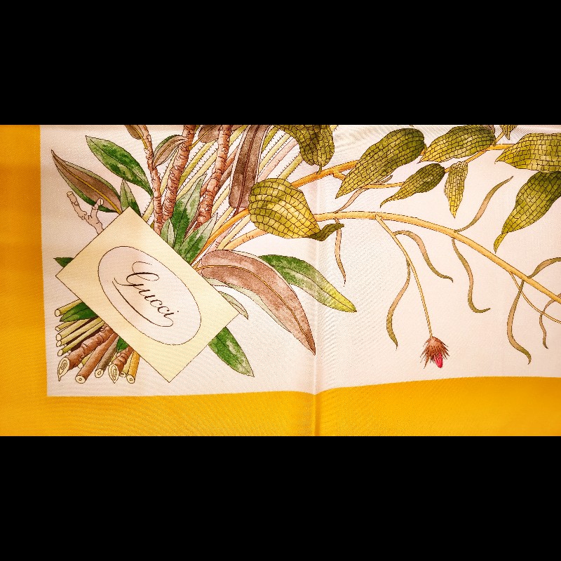 Gucci 植物花卉印花真絲絲巾-7