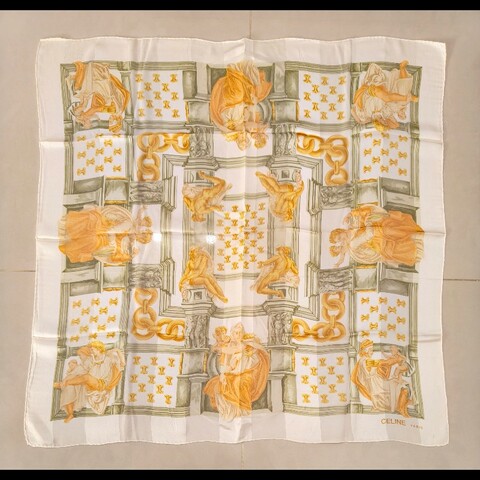 Celine 米開朗基羅西斯汀教堂壁畫圖案絲巾