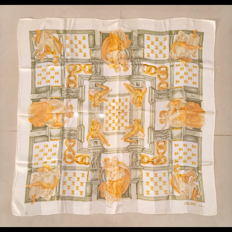 Celine 米開朗基羅西斯汀教堂壁畫圖案絲巾-5