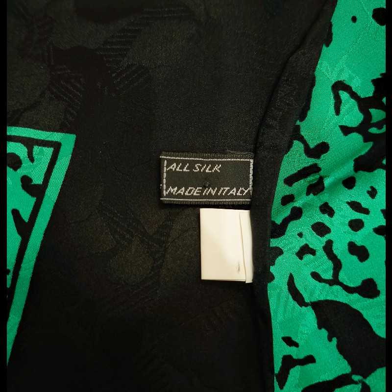 Givenchy 黑邊綠色緹花絲巾-4