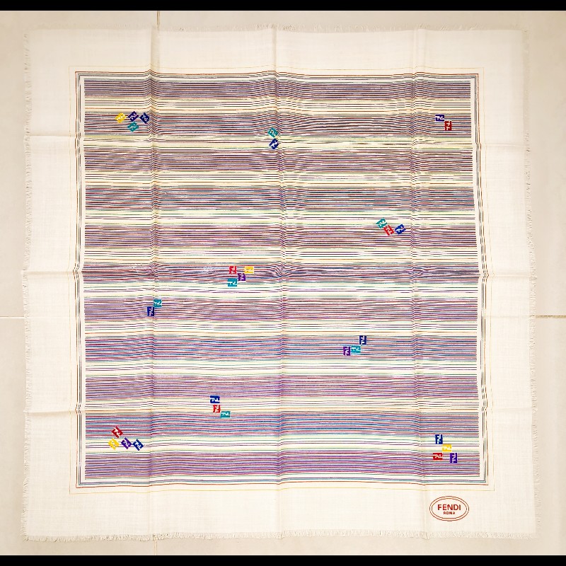 Fendi 彩色字母條紋絲巾-0