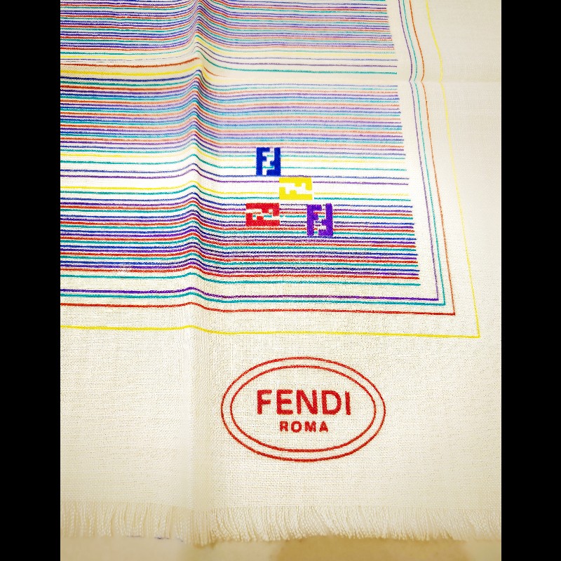 Fendi 彩色字母條紋絲巾-1