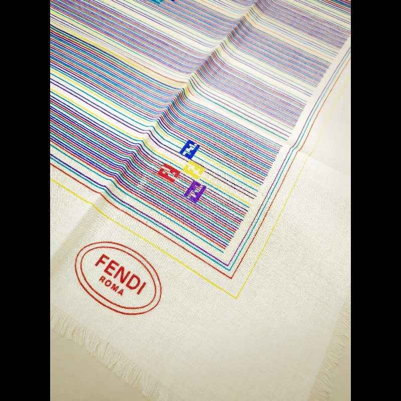 Fendi 彩色字母條紋絲巾-4
