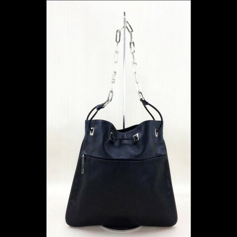 Gucci 限量版 黑色皮革抽繩鏈條水桶包