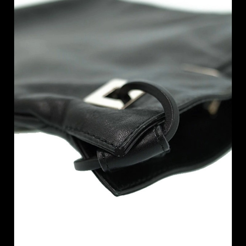 Gucci 限量版 黑色皮革抽繩鏈條水桶包-16