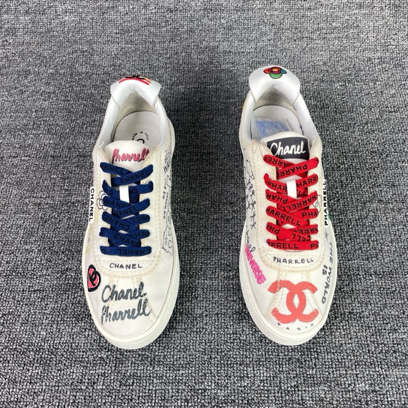 Chanel香奈兒塗鴉板鞋 尺碼38 雙C搭配塗鴉設計 菲董聯名款-1