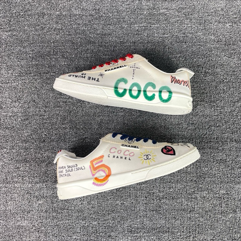 Chanel香奈兒塗鴉板鞋 尺碼38 雙C搭配塗鴉設計 菲董聯名款-3
