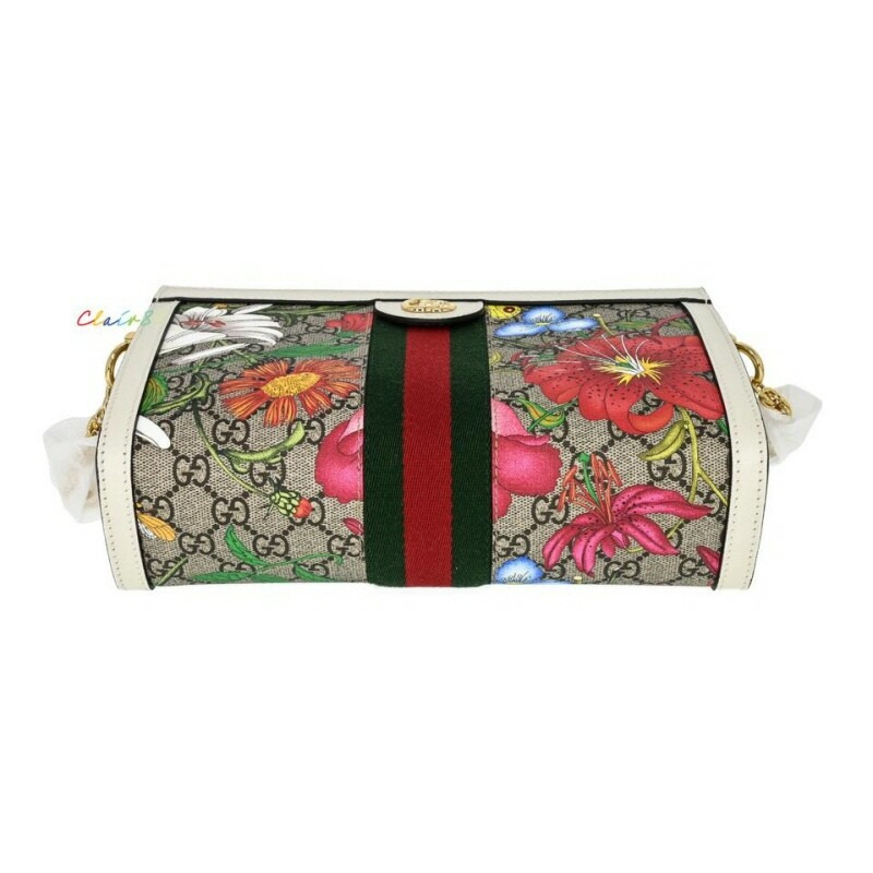 GUCCI Ophidia GG Flora 鏈條單肩包 503877 白色-4