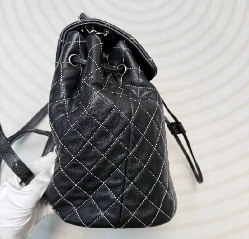 ✨Chanel 黑銀羊皮後背包🖤-6