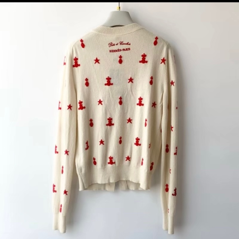 95新 HERMES愛馬仕 毛衣白色女裝38碼 無配件-1