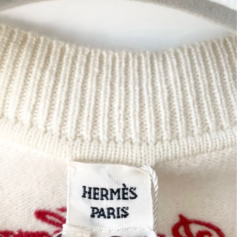 95新 HERMES愛馬仕 毛衣白色女裝38碼 無配件-5