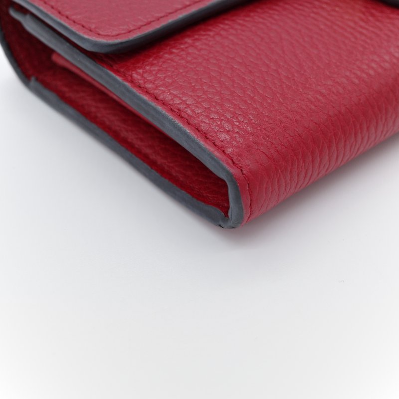 Gucci 古馳 金屬雙G LOGO 荔枝紋 牛皮 扣式長夾-3