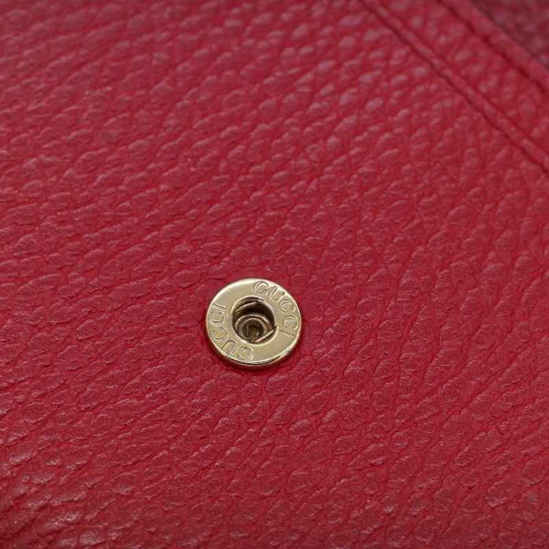 Gucci 古馳 金屬雙G LOGO 荔枝紋 牛皮 扣式長夾-7