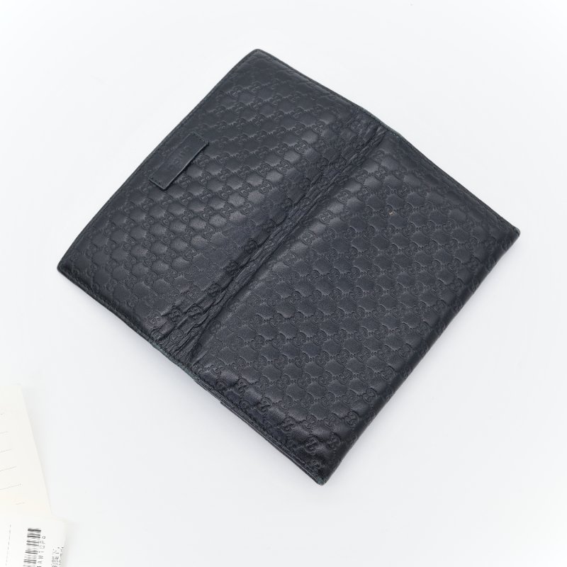 Gucci 古馳 經典小雙G LOGO皮革壓紋 黑色 牛皮 扣式長夾-5