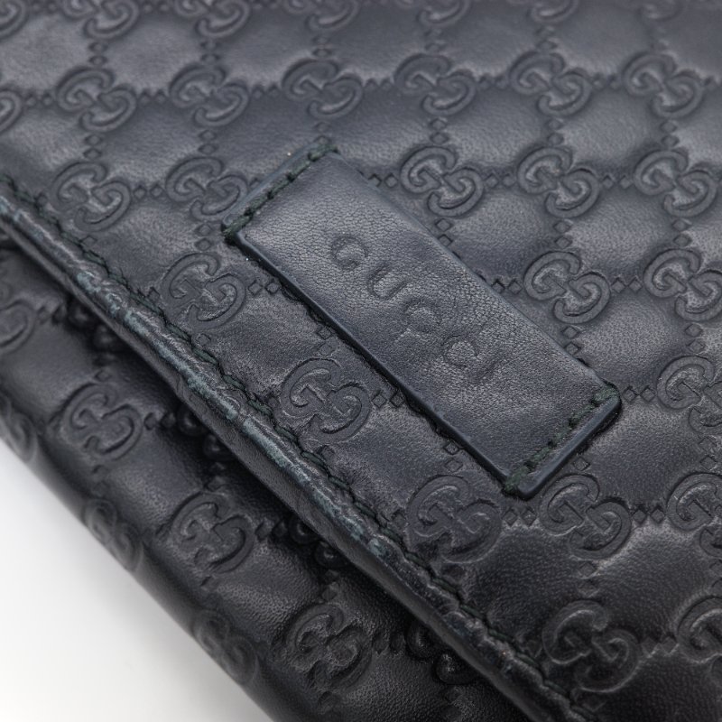 Gucci 古馳 經典小雙G LOGO皮革壓紋 黑色 牛皮 扣式長夾-6