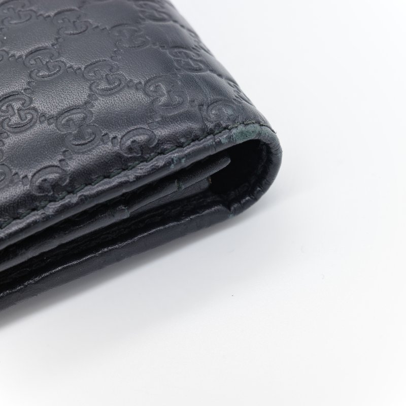 Gucci 古馳 經典小雙G LOGO皮革壓紋 黑色 牛皮 扣式長夾-7