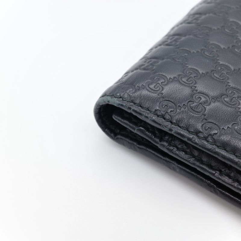 Gucci 古馳 經典小雙G LOGO皮革壓紋 黑色 牛皮 扣式長夾-8