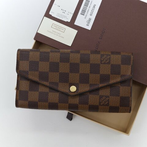 Louis Vuitton 路易威登 Damier Ebene Sarah 棕色 棋盤格 帆布 長夾