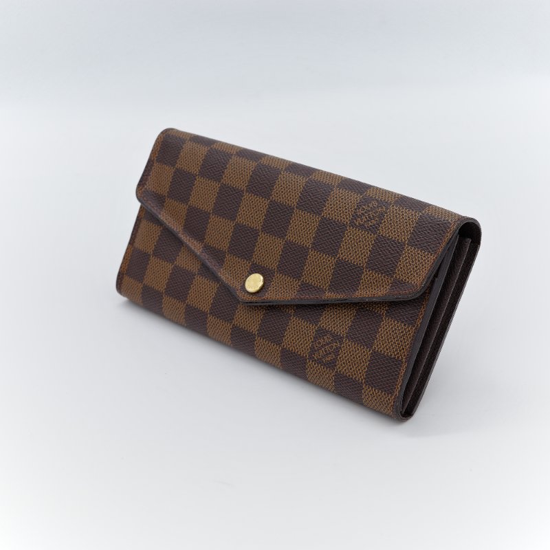 Louis Vuitton 路易威登 Damier Ebene Sarah 棕色 棋盤格 帆布 長夾-2