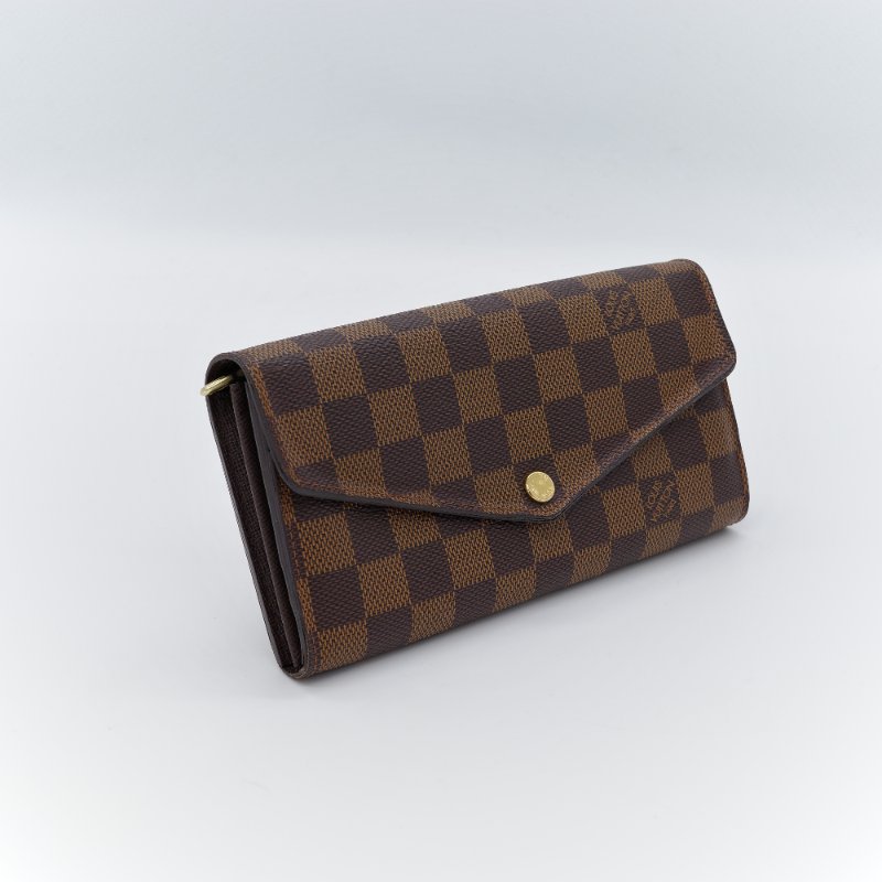 Louis Vuitton 路易威登 Damier Ebene Sarah 棕色 棋盤格 帆布 長夾-3