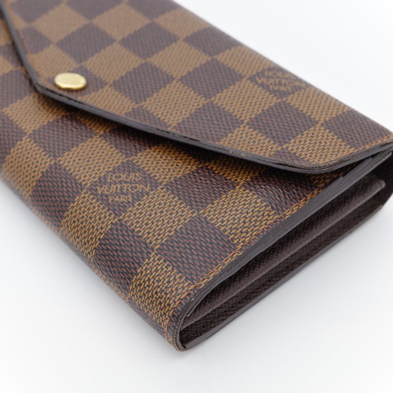 Louis Vuitton 路易威登 Damier Ebene Sarah 棕色 棋盤格 帆布 長夾-6