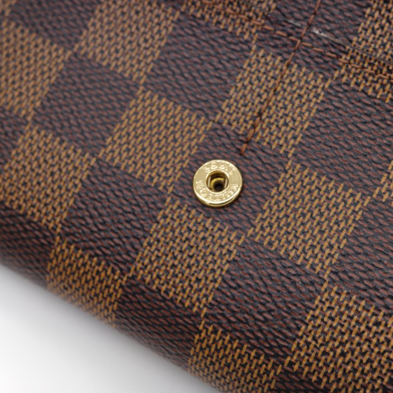 Louis Vuitton 路易威登 Damier Ebene Sarah 棕色 棋盤格 帆布 長夾-9
