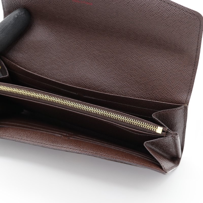 Louis Vuitton 路易威登 Damier Ebene Sarah 棕色 棋盤格 帆布 長夾-10