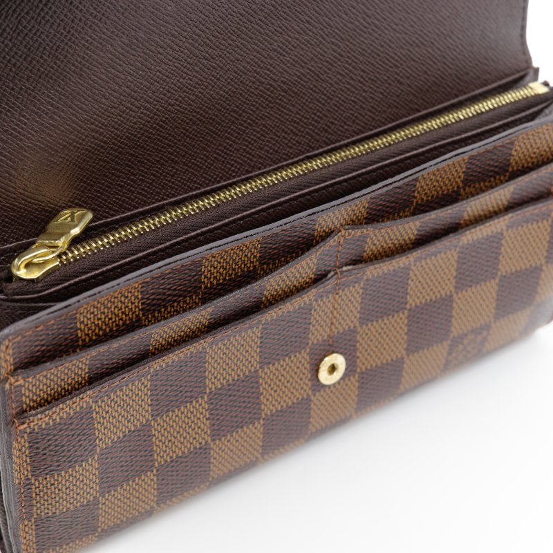 Louis Vuitton 路易威登 Damier Ebene Sarah 棕色 棋盤格 帆布 長夾-12