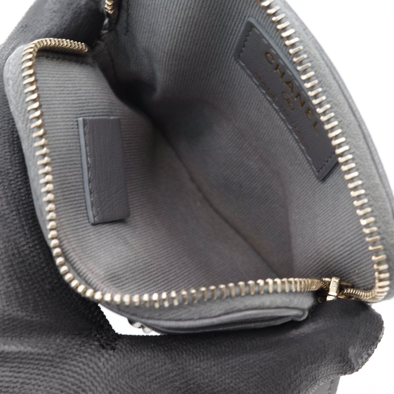 Chanel 香奈兒 19 灰色 小羊皮 拉鍊零錢包 短夾-8