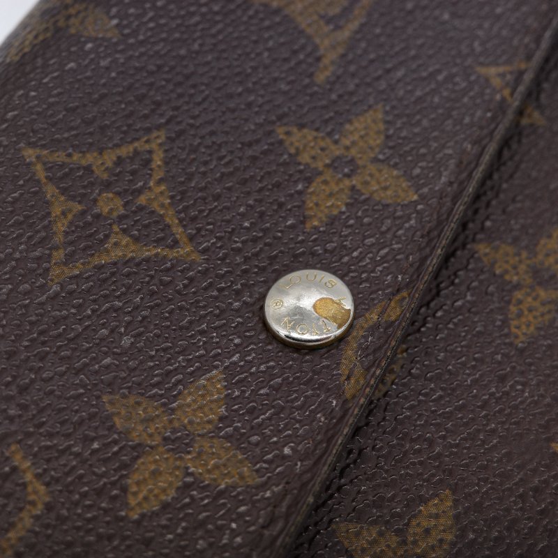 Louis Vuitton 路易威登 Sarah 經典老花 棕色 帆布 扣式長夾-5