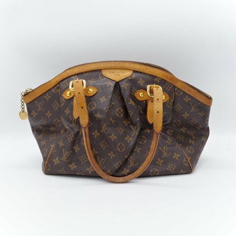 Louis Vuitton 路易威登 Tivoli GM Monogram 棕色 帆布 牛皮 手提包 水餃包