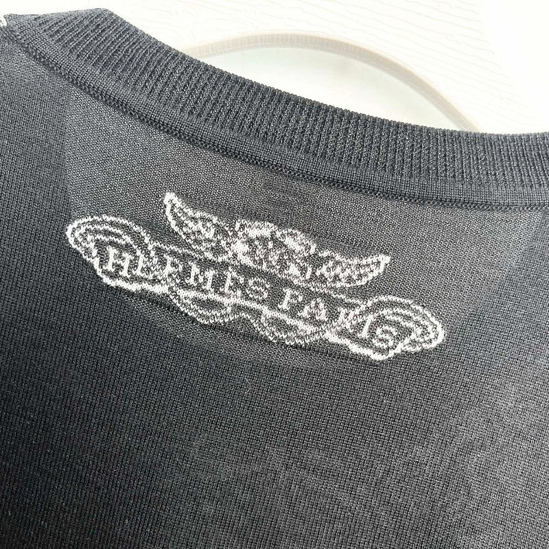 HERMES 叢林之愛系列黑白豹羊絨針織短袖 38號衣長54cm，胸圍96cm 98新-2