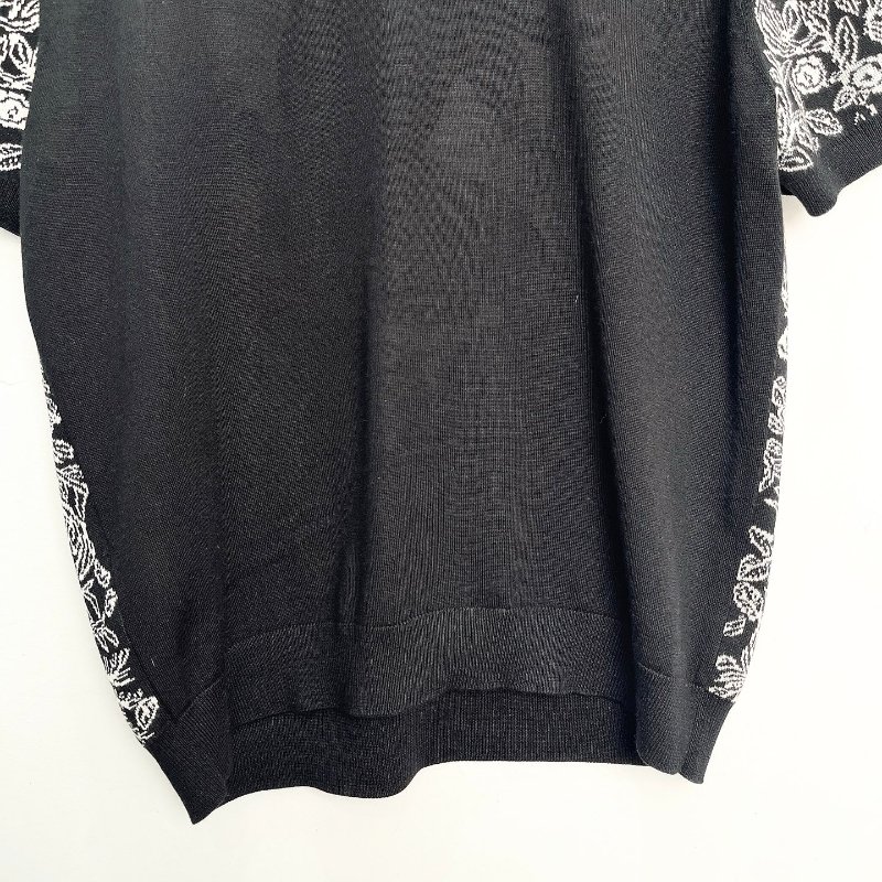 HERMES 叢林之愛系列黑白豹羊絨針織短袖 38號衣長54cm，胸圍96cm 98新-8