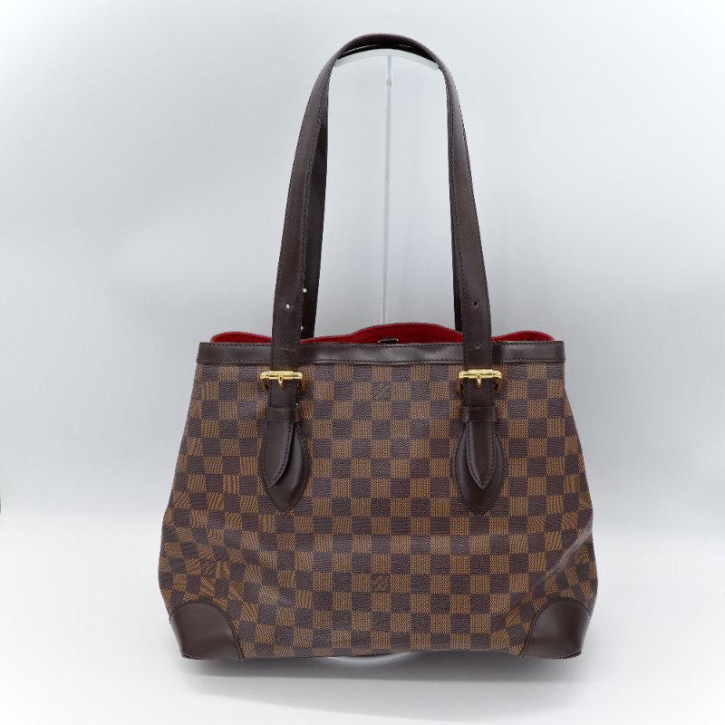 Louis Vuitton 路易威登 Damier Ebene Hampstead MM 棕色 紅色內裡 棋盤格 帆布 肩背包 托特包-2