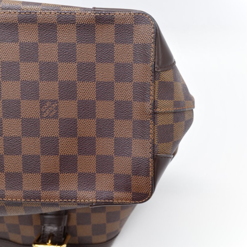 Louis Vuitton 路易威登 Damier Ebene Hampstead MM 棕色 紅色內裡 棋盤格 帆布 肩背包 托特包-4