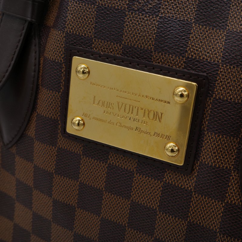 Louis Vuitton 路易威登 Damier Ebene Hampstead MM 棕色 紅色內裡 棋盤格 帆布 肩背包 托特包-5