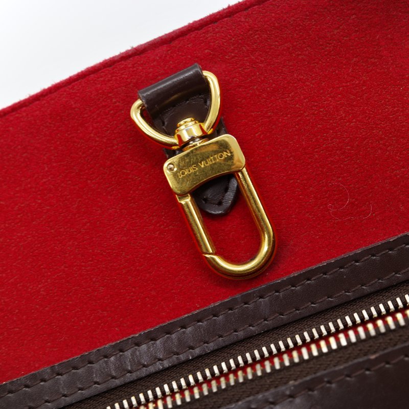 Louis Vuitton 路易威登 Damier Ebene Hampstead MM 棕色 紅色內裡 棋盤格 帆布 肩背包 托特包-8