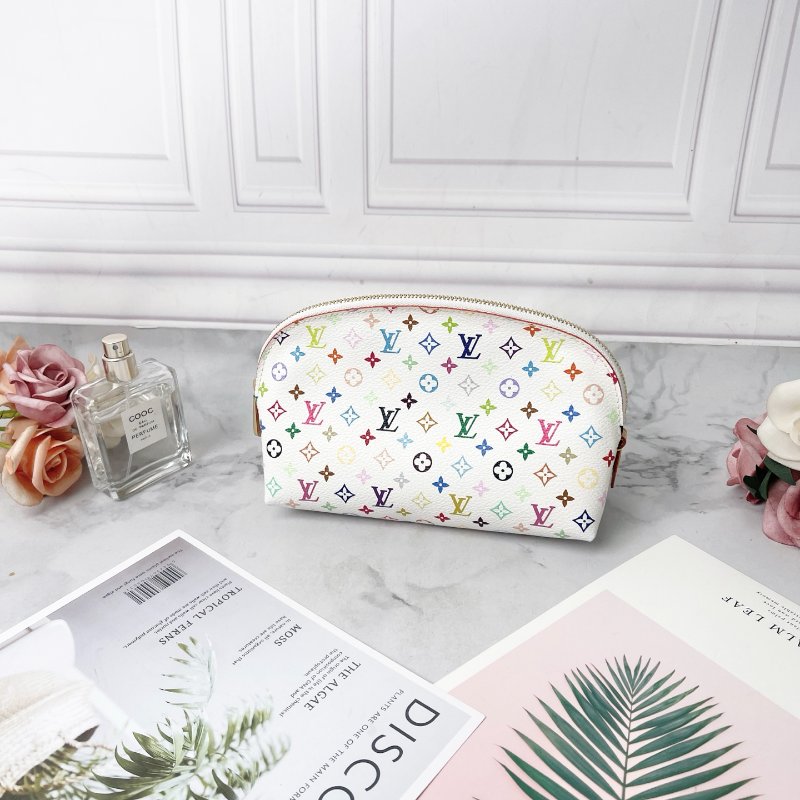 LV 白三彩小號貝殼包化妝包 17×11×6cm 99新配件塵袋-3