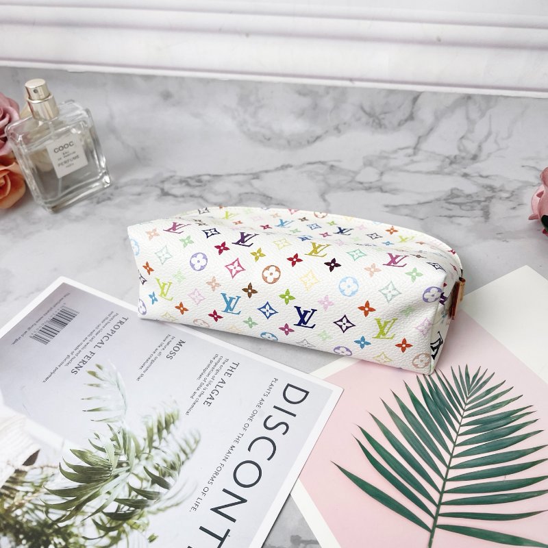 LV 白三彩小號貝殼包化妝包 17×11×6cm 99新配件塵袋-5