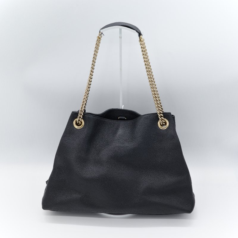 Gucci 古馳 Soho 黑色 荔枝紋 牛皮 肩背包-4