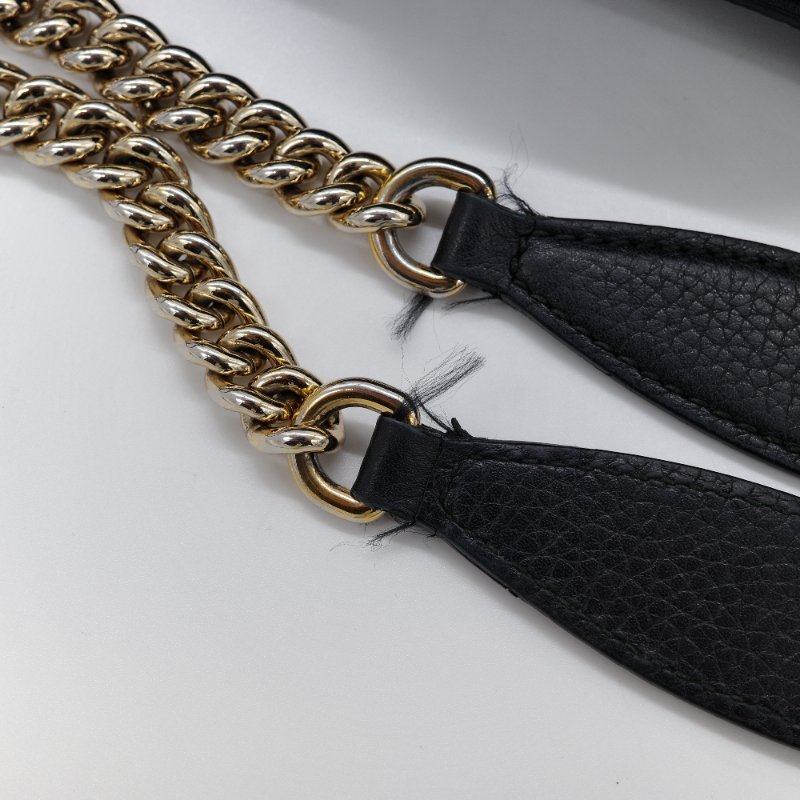 Gucci 古馳 Soho 黑色 荔枝紋 牛皮 肩背包-6