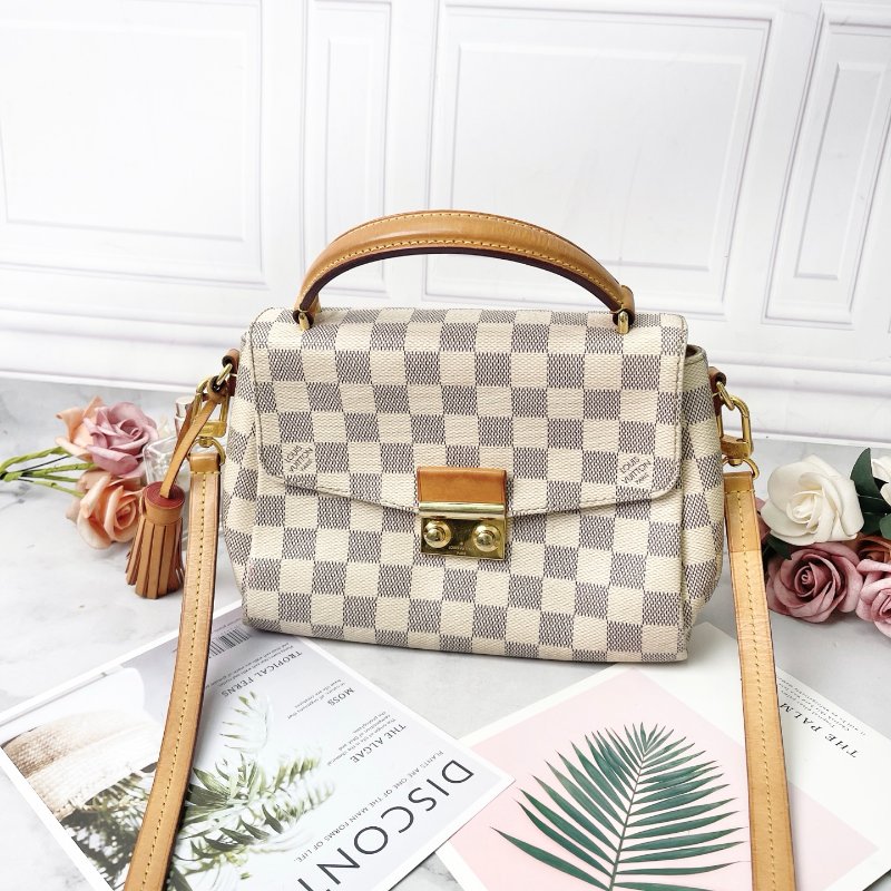 LV 白色棋盤格CROISETTE23*16*8 98新配件塵袋-1